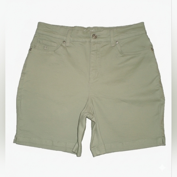 Gloria Vanderbilt Women's Amanda Roll Snap Shorts Desert Sage Size 4 DESERT SAGE - Picture 4 of 7
